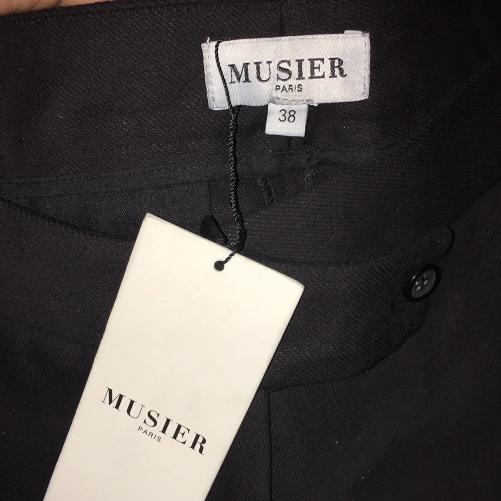 MUSIER PARIS NWT BLACK HIGH WAISTED HIGH END MADE IN ITALY DRESS TROUSERS EU38 - Picture 4 of 12
